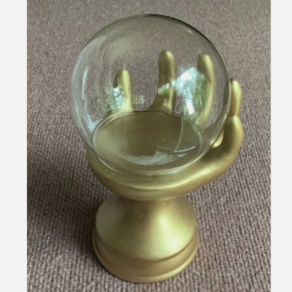 New! Gold Hand Mystical Cloche Glass Ball Display Halloween So Groovy - Picture 1 of 3
